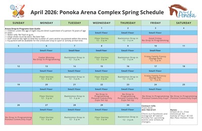 April Ponoka Arena Complex Schedule