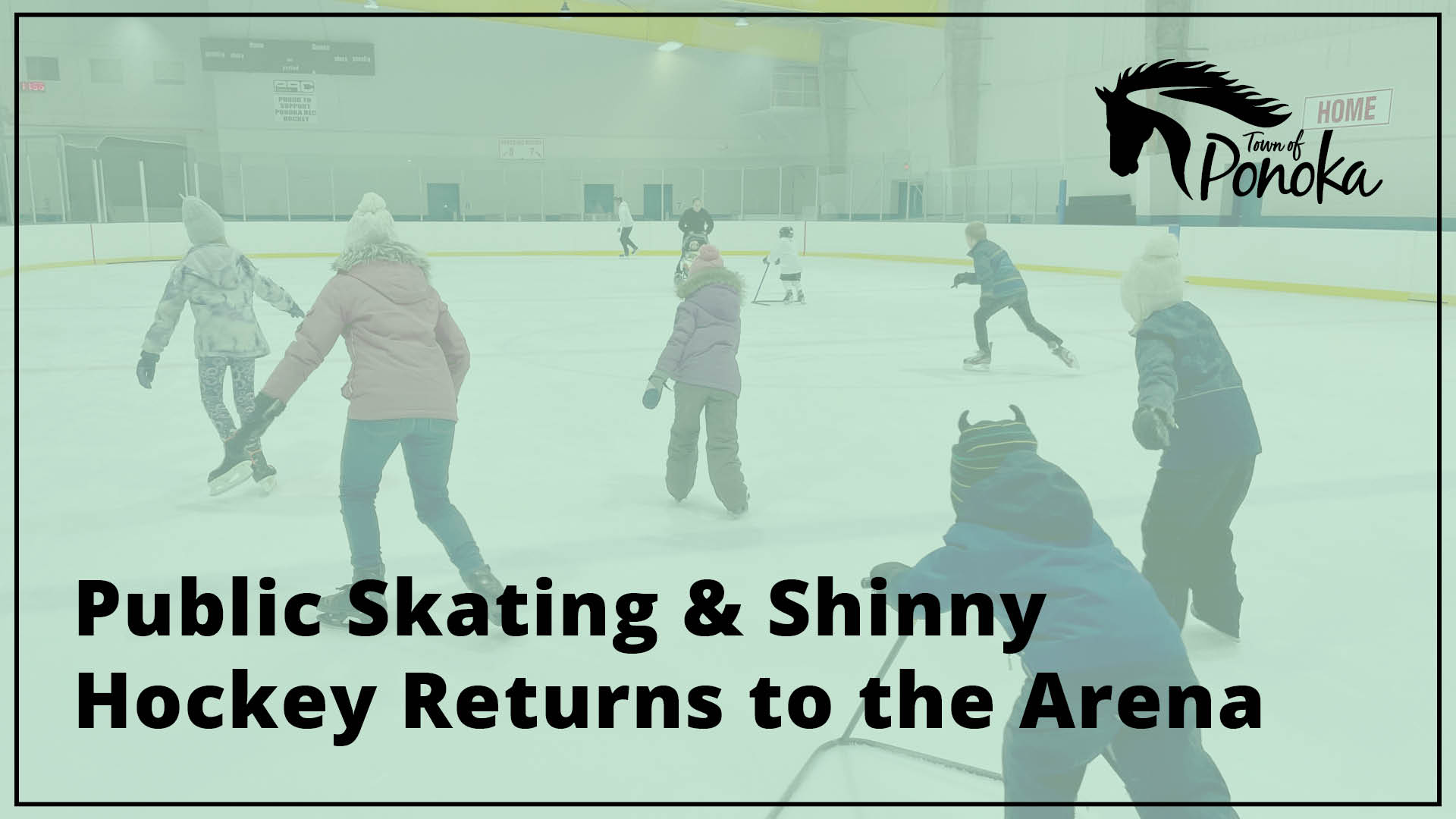 A group of children skating on the small ice