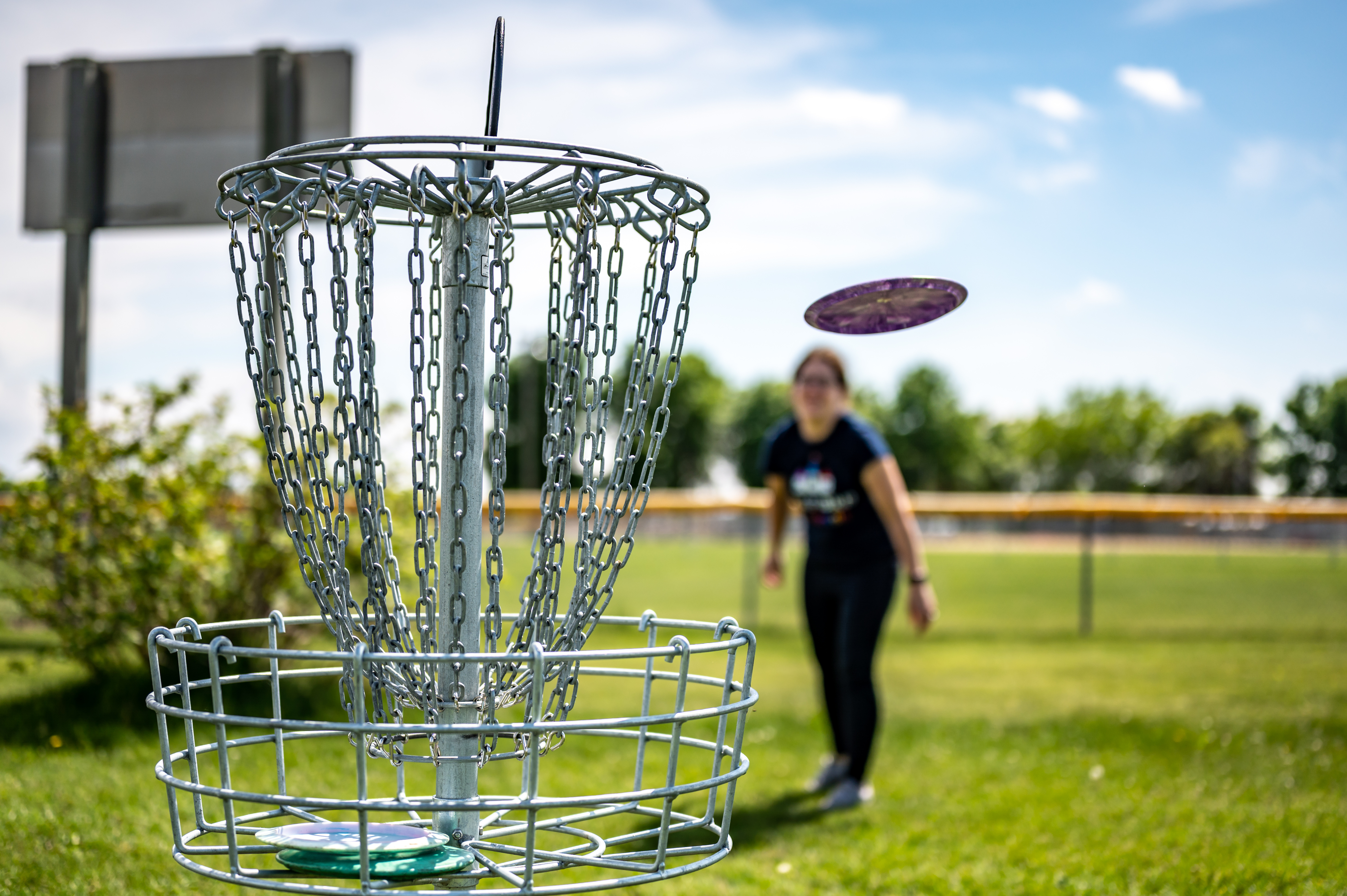 Person playing disc golf